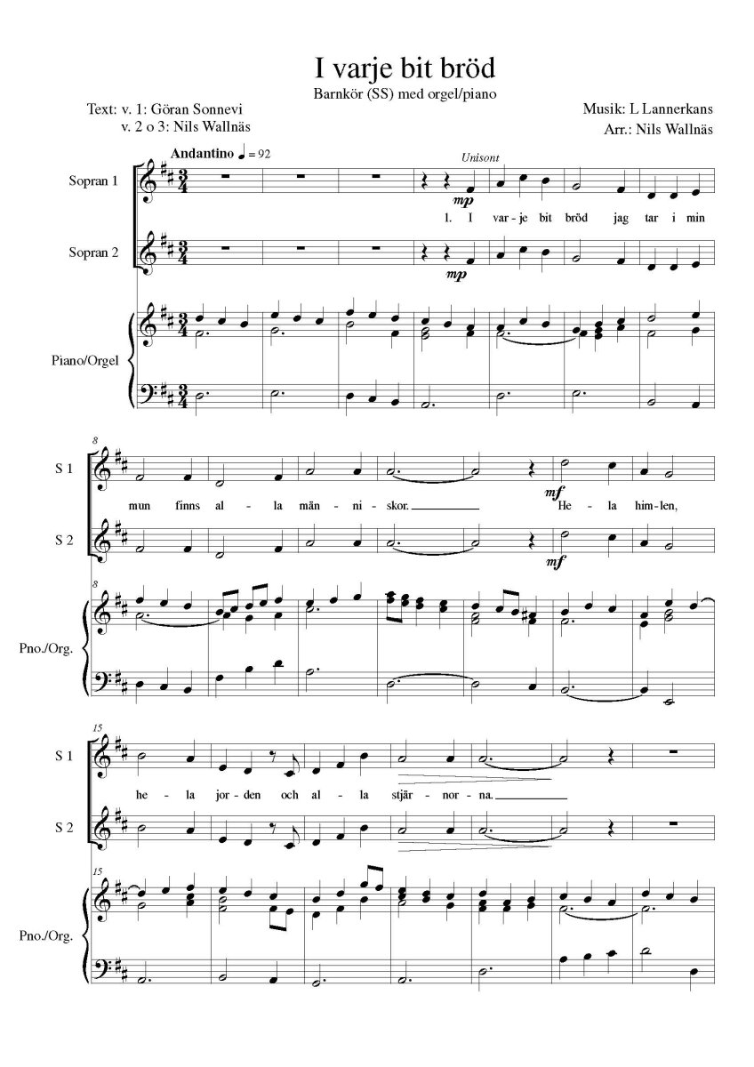 I varje bit bröd – SS + orgel/piano - Bild 2