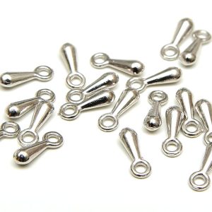 Antiksilver droppar i metall, till förlängningskedja